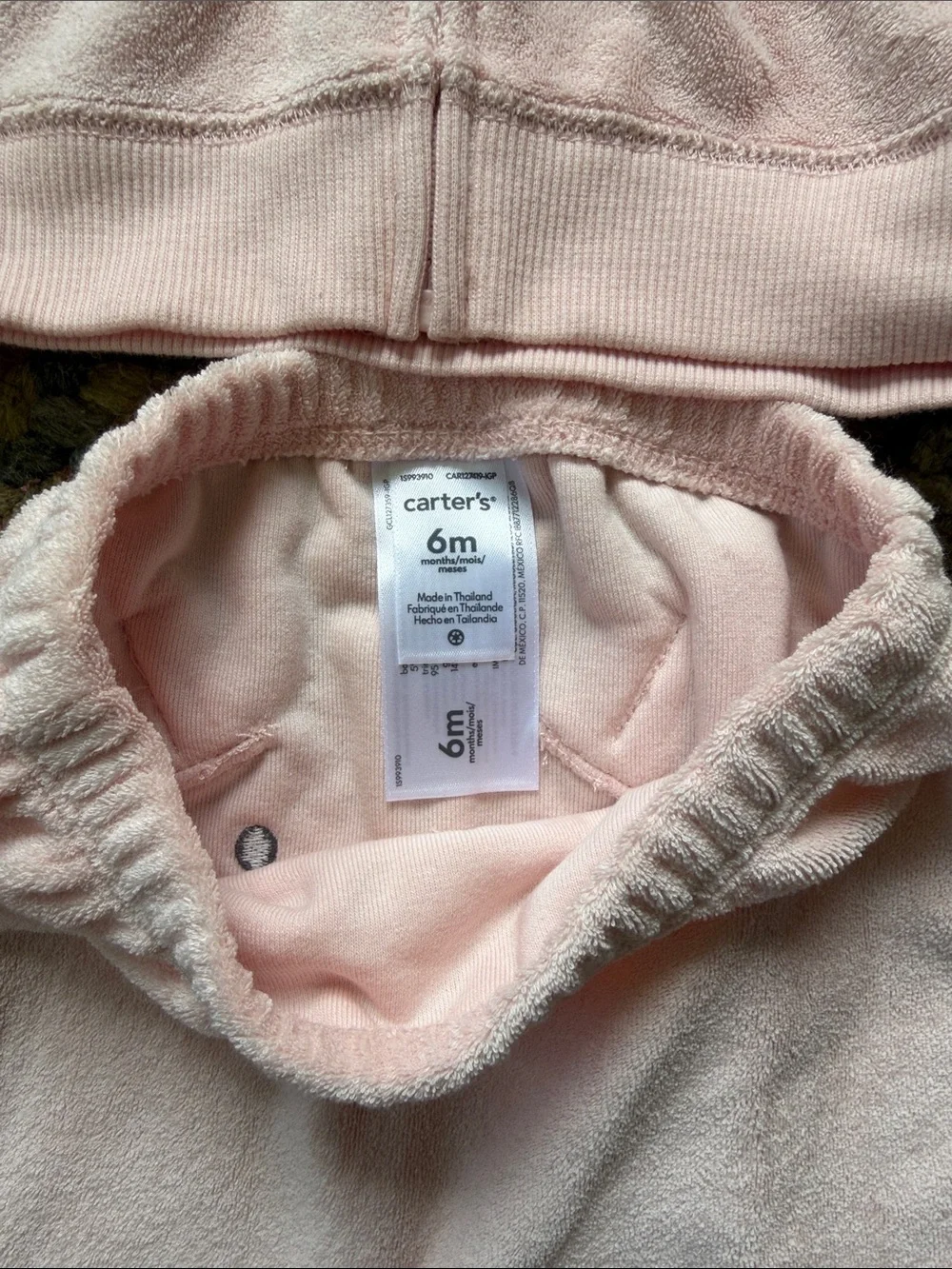 Carter's Baby Girl Terry Light Pink Hooded Two-Piece Track Suit Set size 6 month - Picture 2 of 4